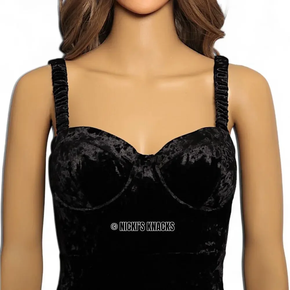 Guess Gianna Black Velvet Mini Dress Sleeveless Bodycon Party Outfit Size XS - Picture 4 of 13